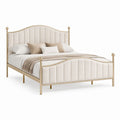 Lit double 160 x 200 cm beige et doré en acier avec tête de lit rembourrée