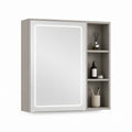 Armoire miroir de salle de bain LED gris en MDF avec étagères 60 x 70 x 15 cm
