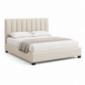 Lit double rectangulaire beige en polyester pour matelas 160 x 200 cm 170 x 215 x 120 cm