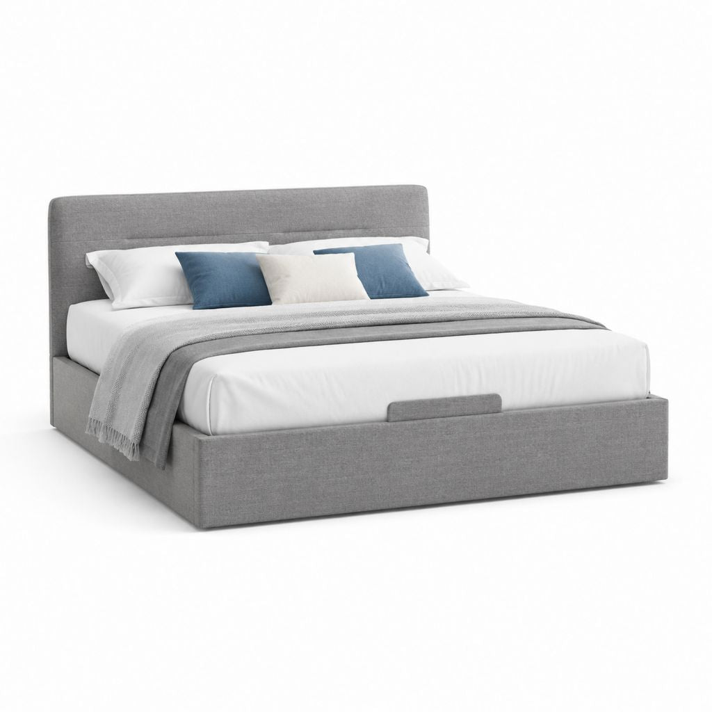 Lit coffre double gris en polyester 160 x 200 cm
