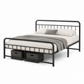 Lit double avec rangement noir en acier rectangulaire 160 x 200 cm