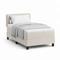 Lit simple avec tête de lit beige en polyester rectangulaire 90 x 190 cm