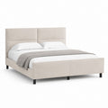 Lit double capitonné beige en polyester 160 x 200 cm avec cadre à lattes