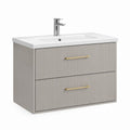 Meuble sous vasque suspendu gris strié en MDF avec lavabo en céramique 80 x 46 x 50 cm