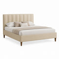 Lit double avec cadre beige en polyester 176 x 215 x 120 cm pour matelas 160 x 200 cm